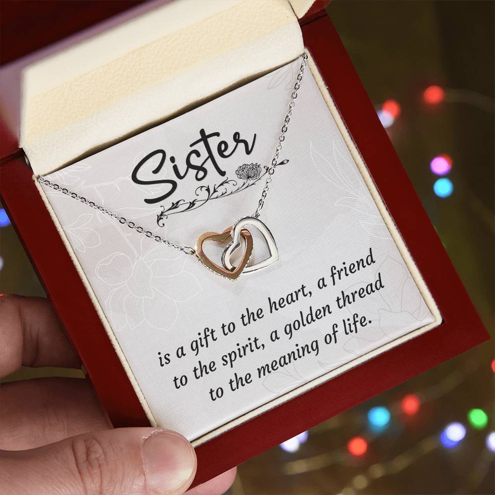 To Sister - Is a gift - Interlocking Hearts Necklace