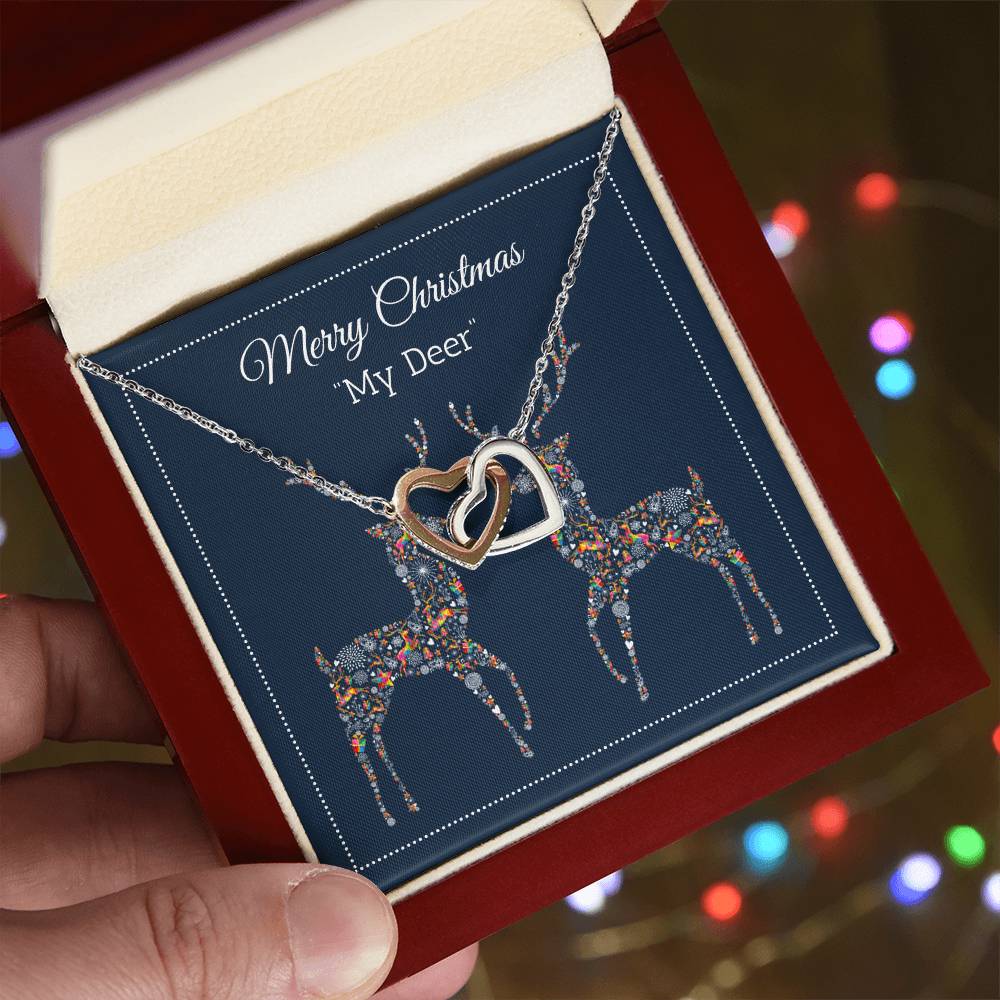 My Deer - Merry Christmas - Interlocking Hearts Necklace