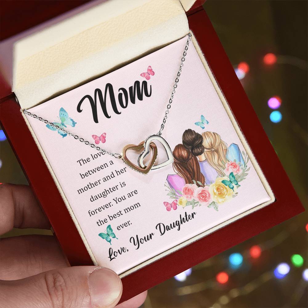 To Mom - The love between - Interlocking Hearts Necklace