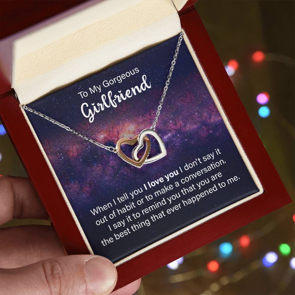 To Girlfriend - When I tell you - Interlocking Hearts Necklace