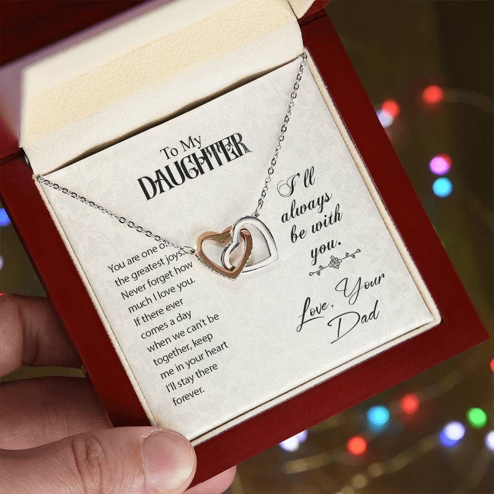 To Daughter - You are one - Interlocking Hearts Necklace