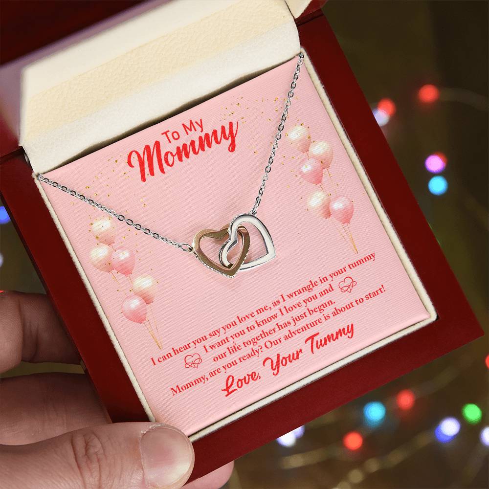 To Mom - I can hear - Interlocking Hearts Necklace