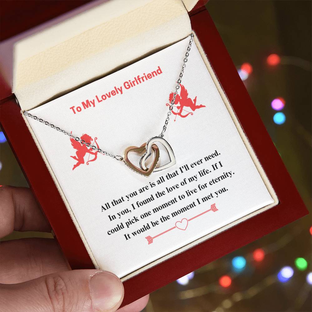 To Girlfriend - If I could - Interlocking Hearts Necklace