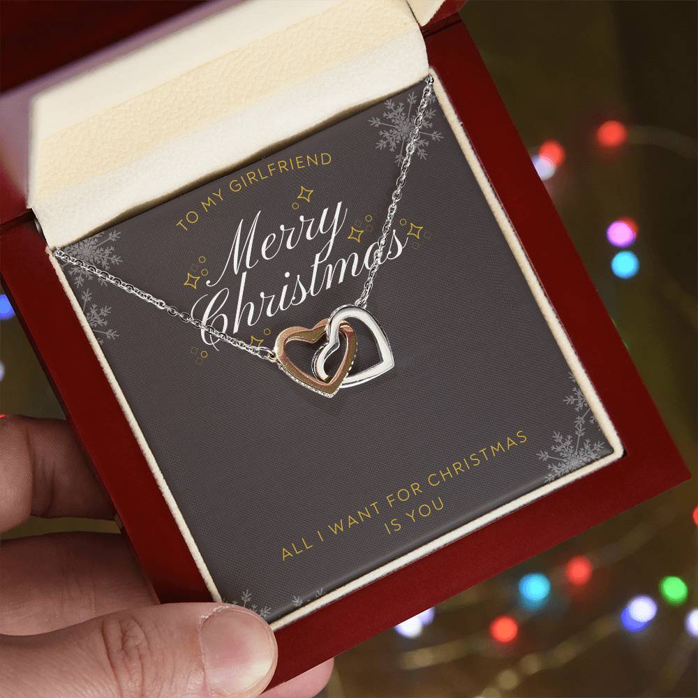 To Girlfriend - All I want for Christmas - Interlocking Hearts Necklace