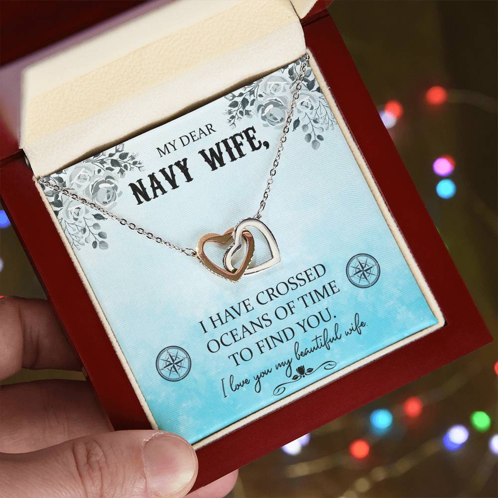 To Navy Wife - I have crossed - Interlocking Hearts Necklace