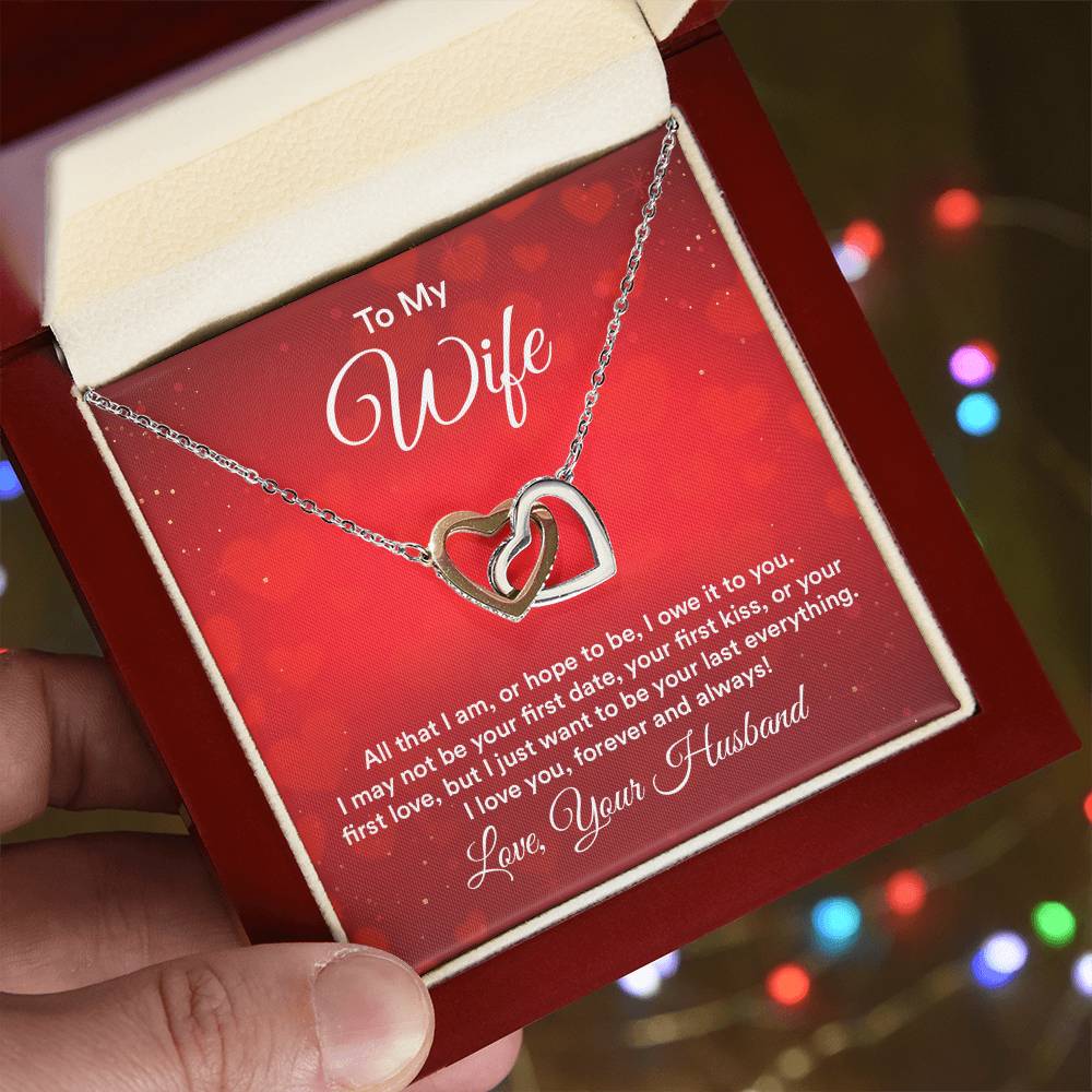 To Wife - All that I am - Interlocking Hearts Necklace