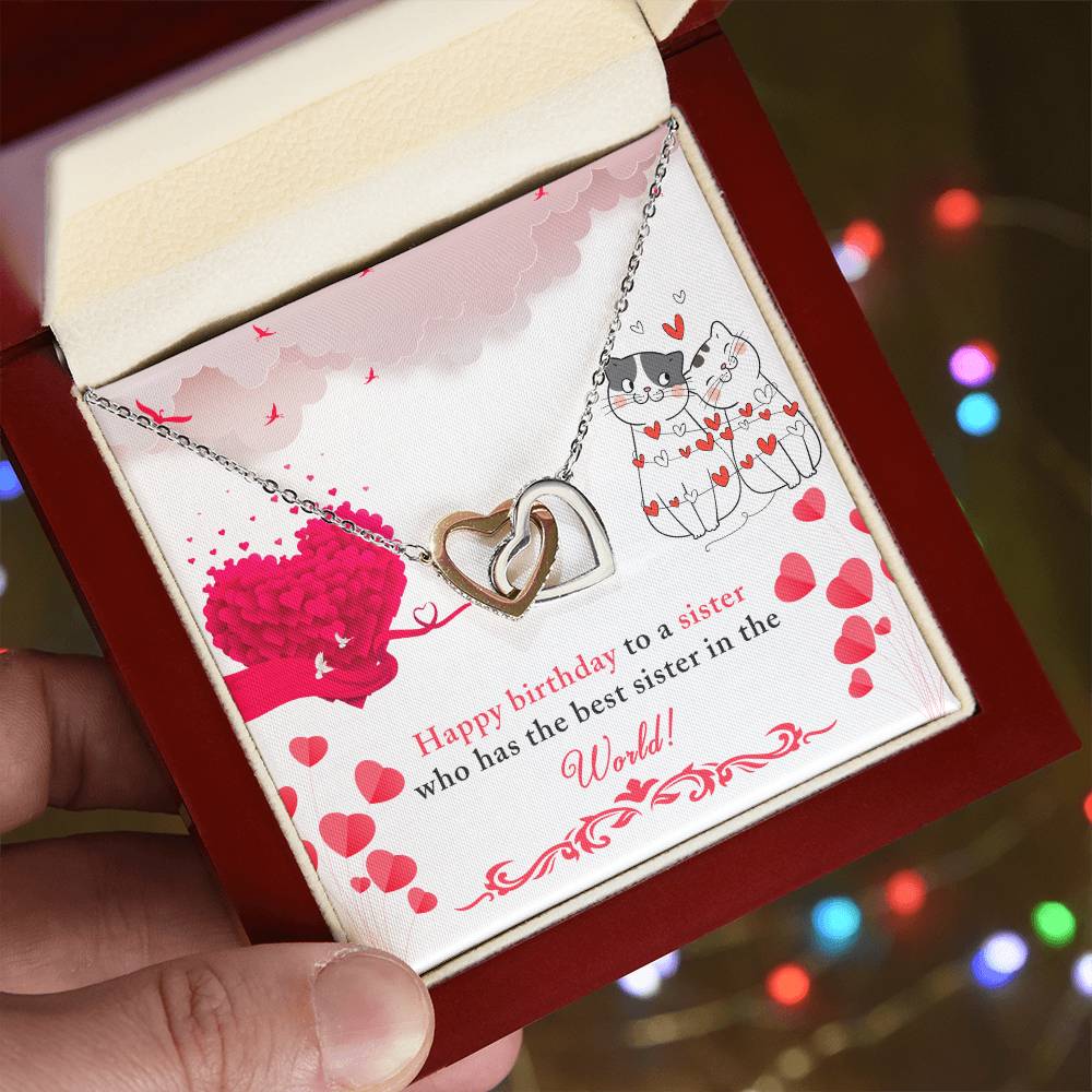 Birthday - To a sister - Interlocking Hearts Necklace