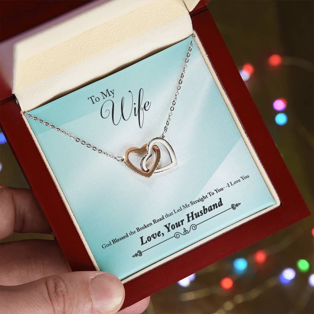 To Wife - God blessed - Interlocking Hearts Necklace