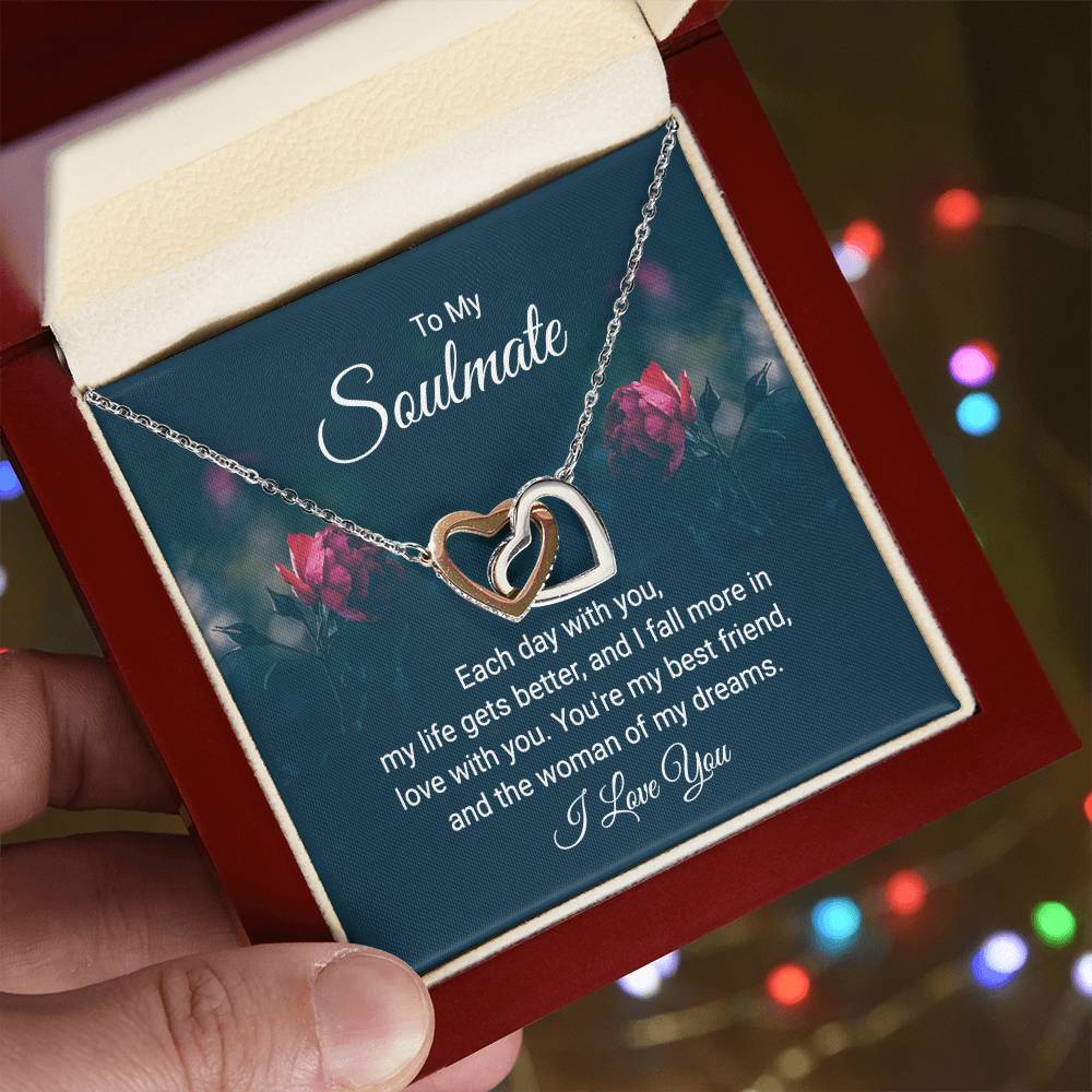 To Soulmate - Each day with you - Interlocking Hearts Necklace