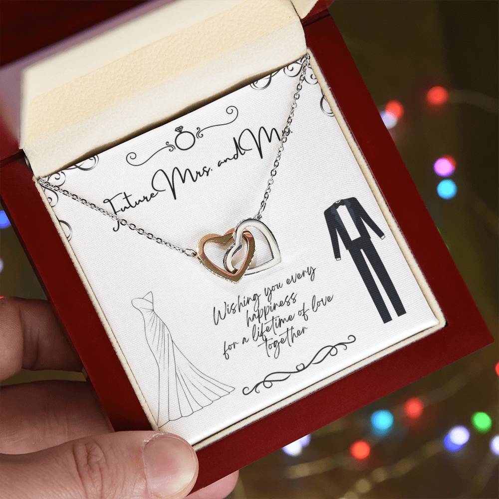 To Future Couple - Wishing you every happiness - Interlocking Hearts Necklace