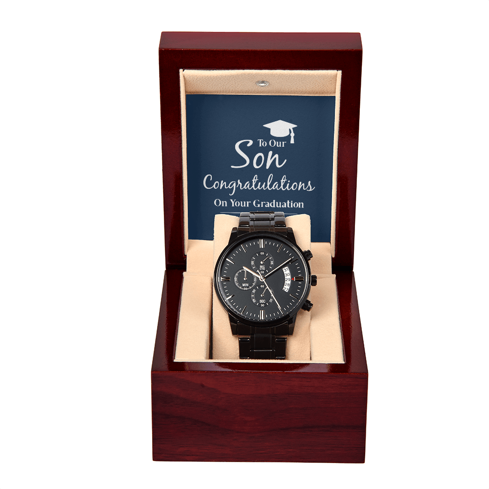 To Son - To our son. Congratulations - Black Chronograph Watch