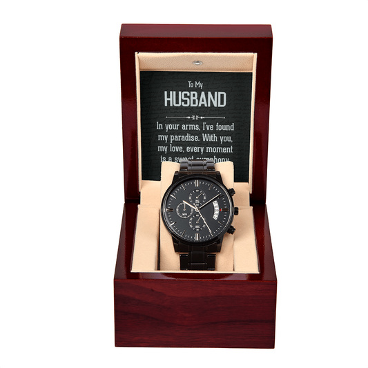 To Husband - To my husband - Black Chronograph Watch
