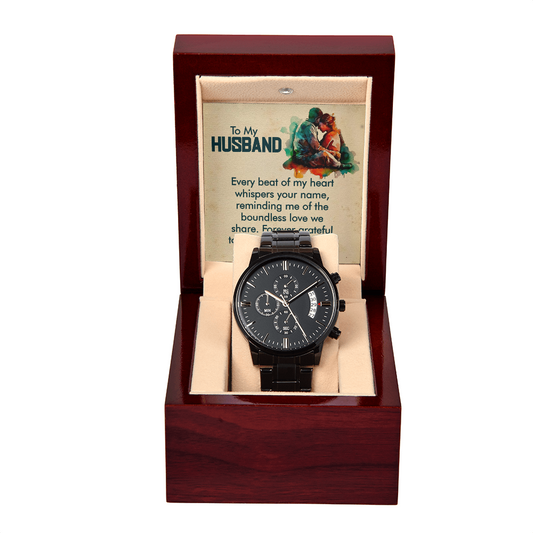To Husband - To my husband - Black Chronograph Watch