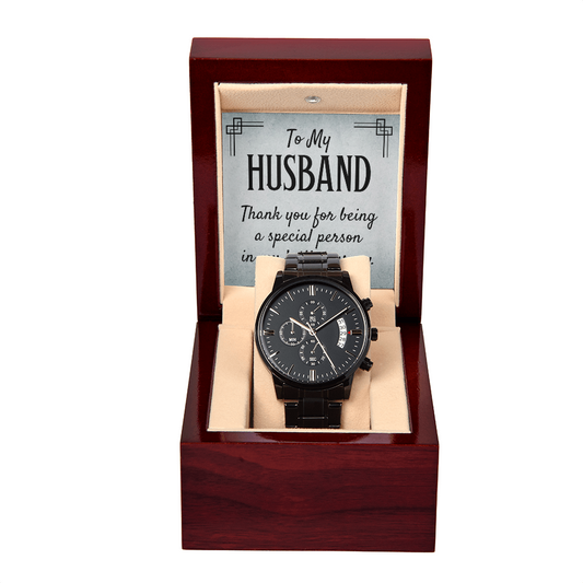 To Husband - To my husband - Black Chronograph Watch