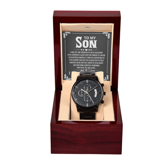 To Son - To my son. I wish - Black Chronograph Watch