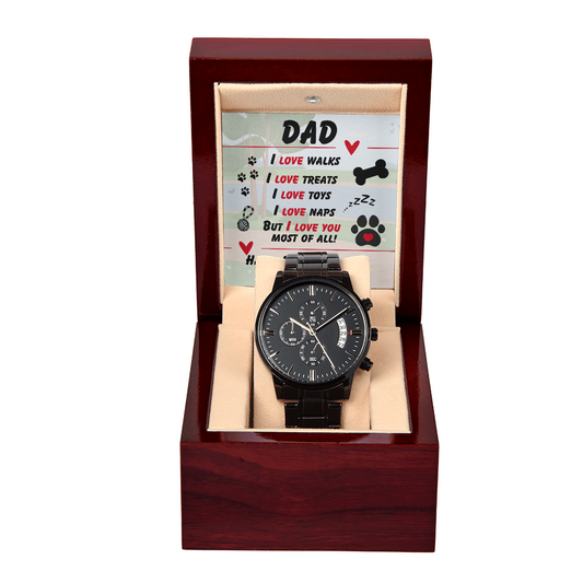 Dad - I love walks - Black Chronograph Watch