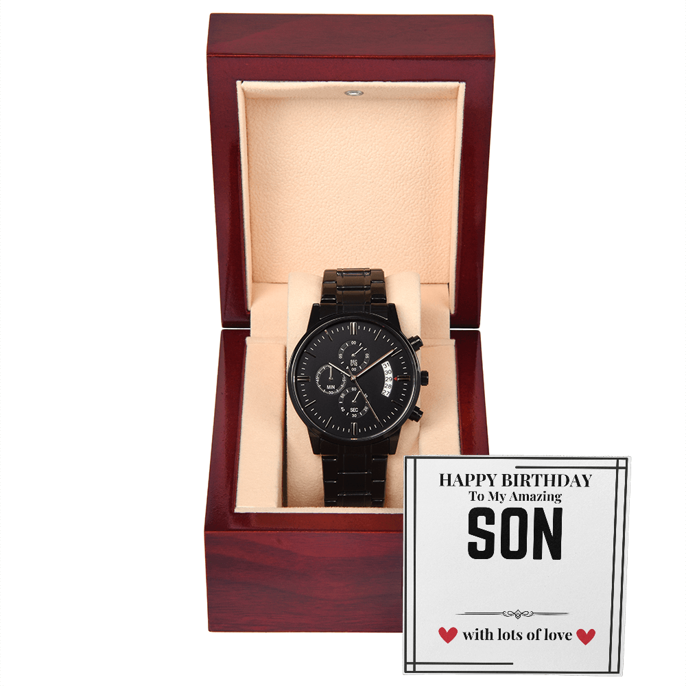 To Son - Happy Birthday to my - Black Chronograph Watch