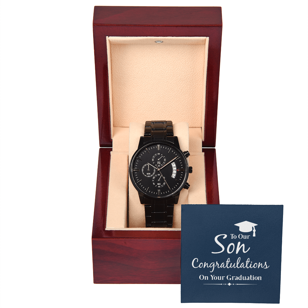 To Son - To our son. Congratulations - Black Chronograph Watch
