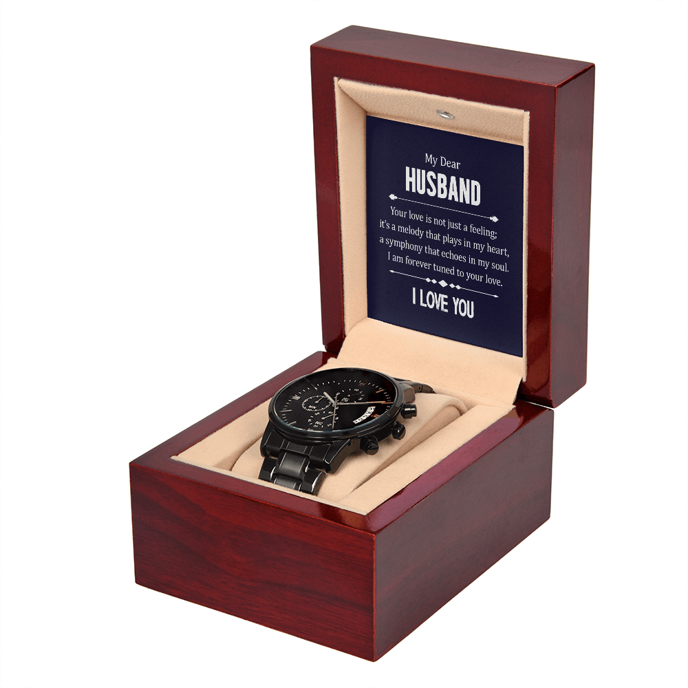 To Husband - My dear husband - Black Chronograph Watch
