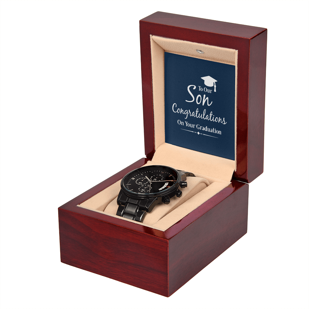 To Son - To our son. Congratulations - Black Chronograph Watch