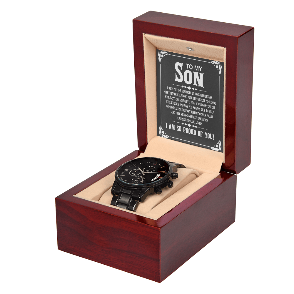 To Son - To my son. I wish - Black Chronograph Watch