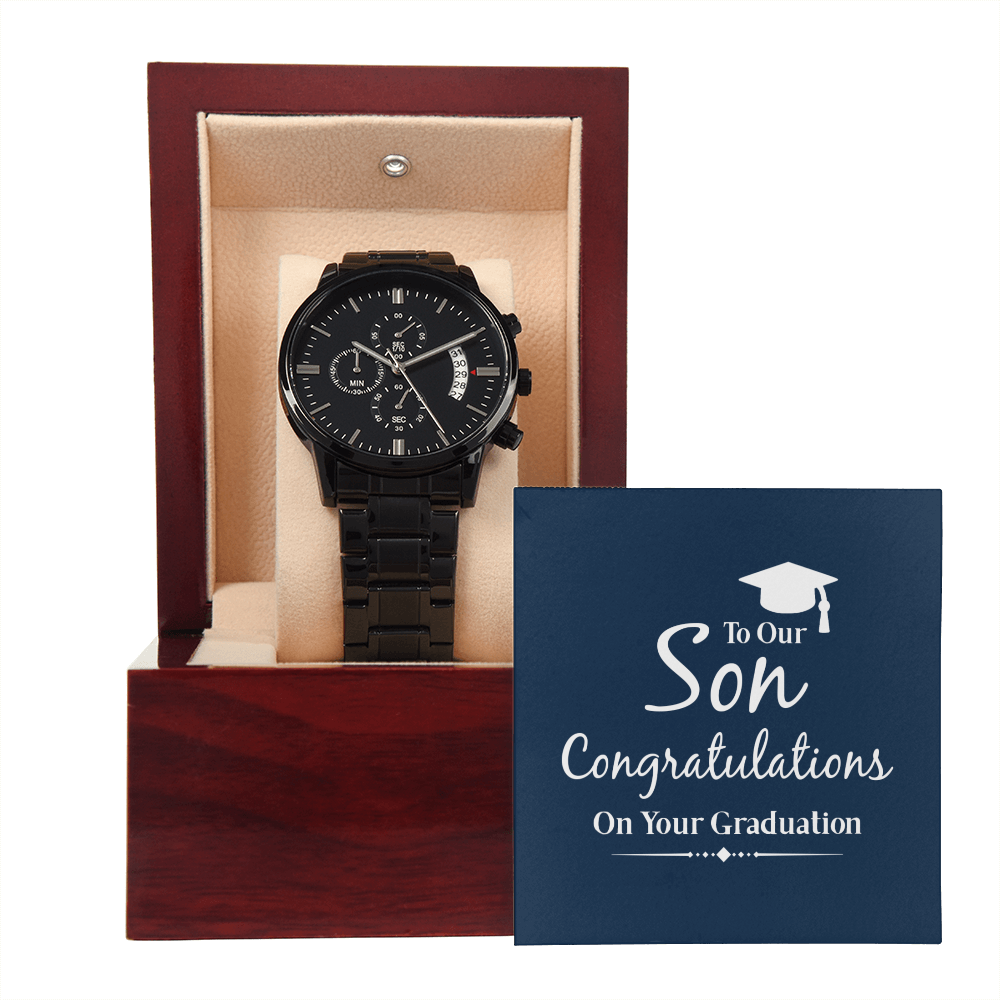 To Son - To our son. Congratulations - Black Chronograph Watch