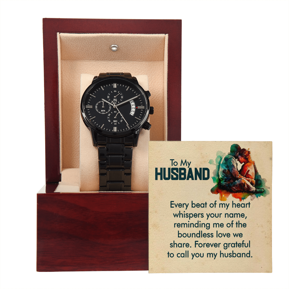 To Husband - To my husband - Black Chronograph Watch