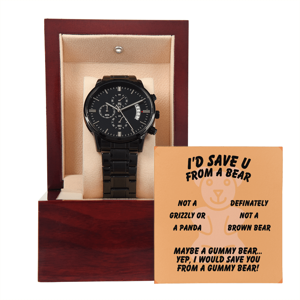 I'd save U - From a bear - Black Chronograph Watch