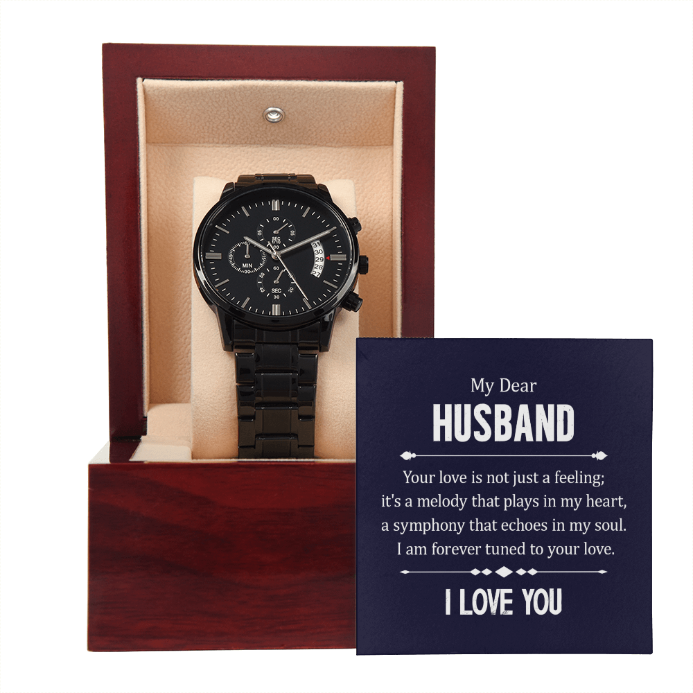 To Husband - My dear husband - Black Chronograph Watch