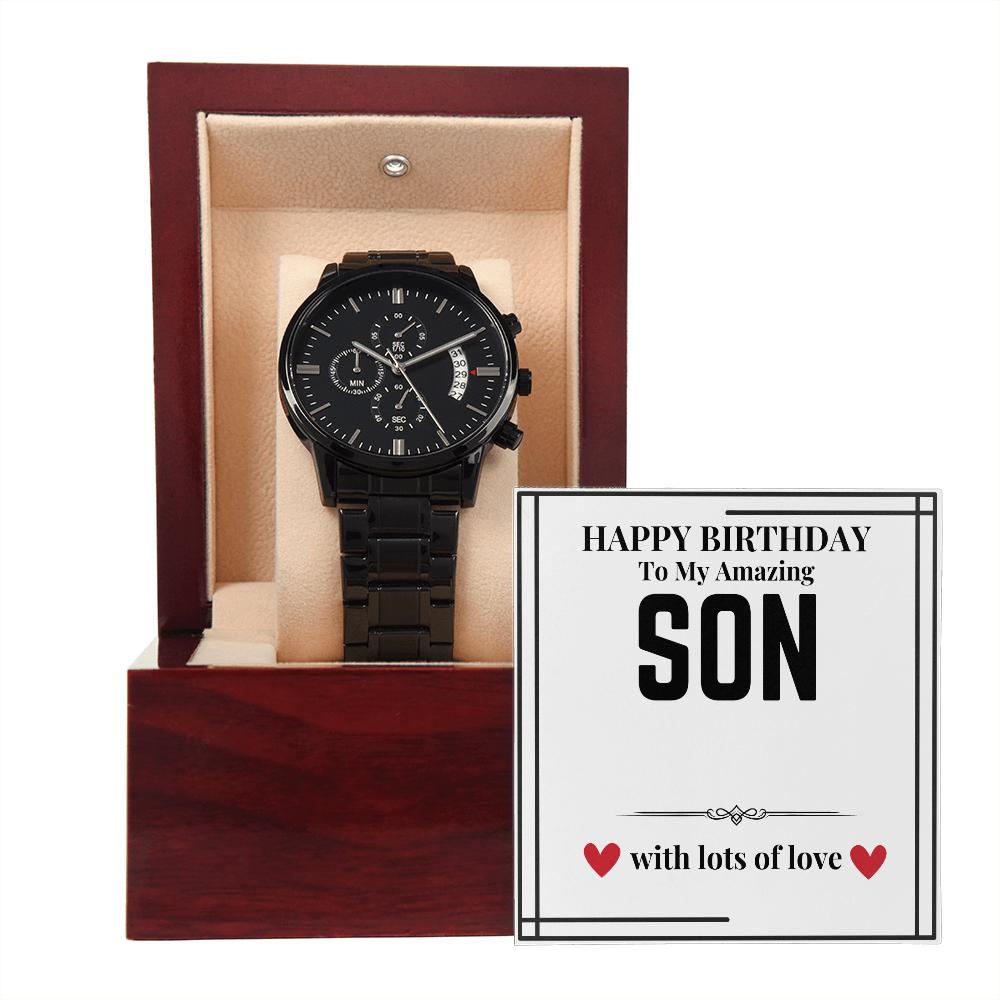 To Son - Happy Birthday to my - Black Chronograph Watch