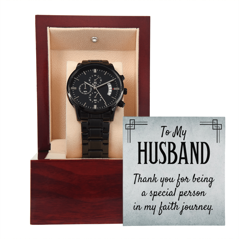 To Husband - To my husband - Black Chronograph Watch