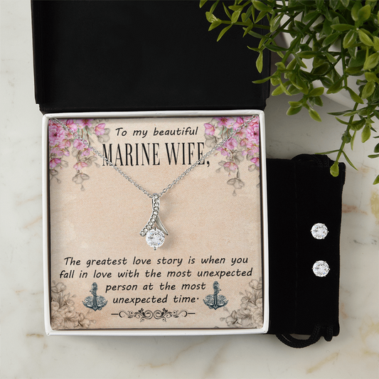 To Marine Wife - The greatest love story - Alluring Beauty Necklace & Earring Set