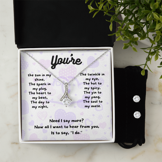 Love - You're the sun - Alluring Beauty Necklace & Earring Set