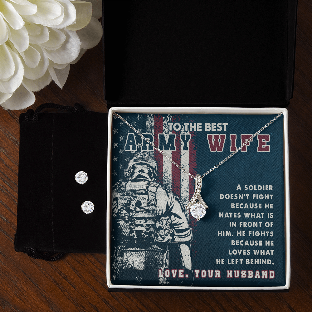 To Army Wife - A soldier - Alluring Beauty Necklace & Earring Set