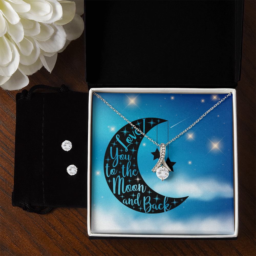 Love - To the moon and back - Alluring Beauty Necklace & Earring Set