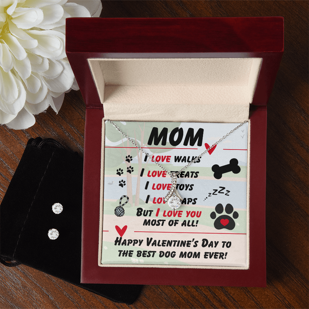 Mom - I love walks - Alluring Beauty Necklace & Earring Set