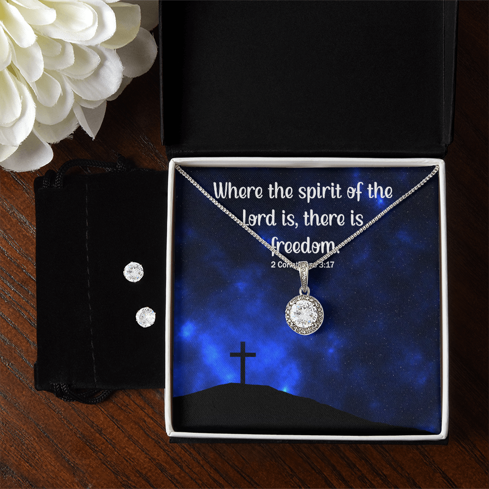 Verse - 2 Corinthians 3:17 - Eternal Hope Necklace & Earring Set