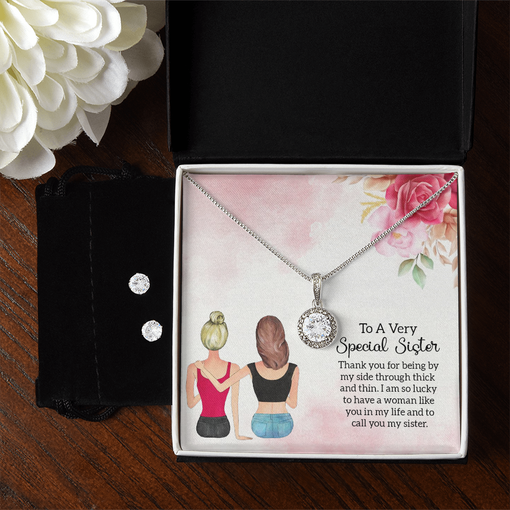 To Sister - Thank you - Eternal Hope Necklace & Earring Set