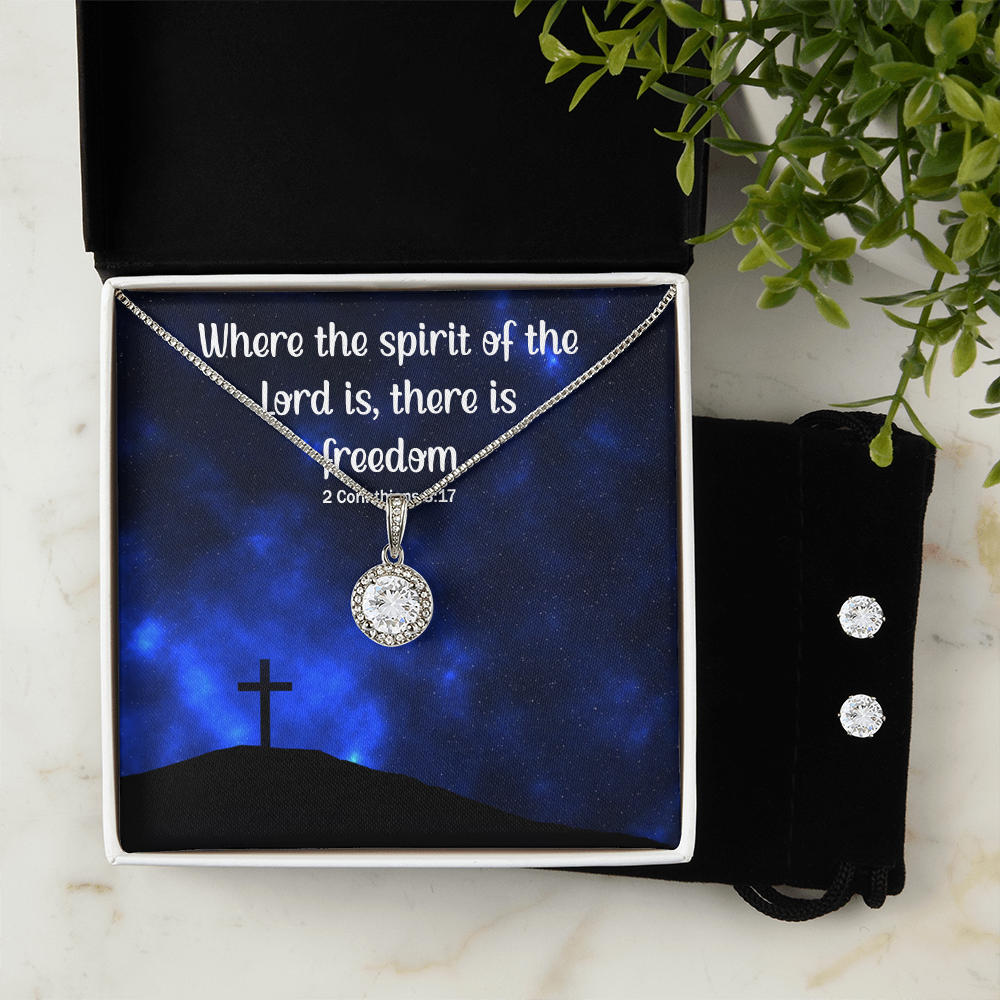 Verse - 2 Corinthians 3:17 - Eternal Hope Necklace & Earring Set