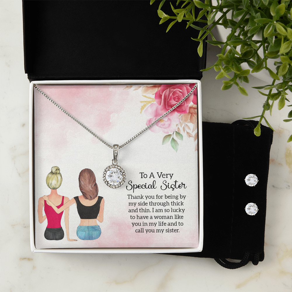 To Sister - Thank you - Eternal Hope Necklace & Earring Set