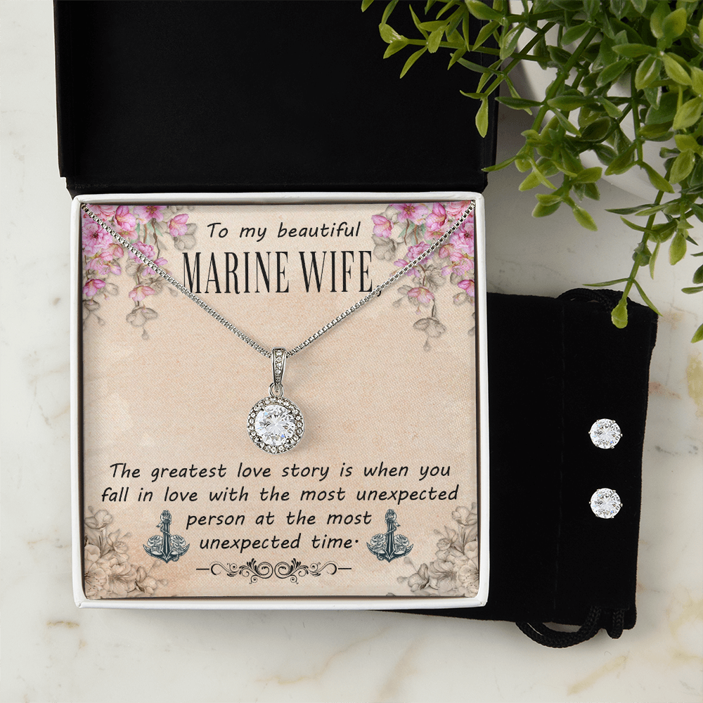 To Marine Wife - The greatest love story - Eternal Hope Necklace & Earring Set