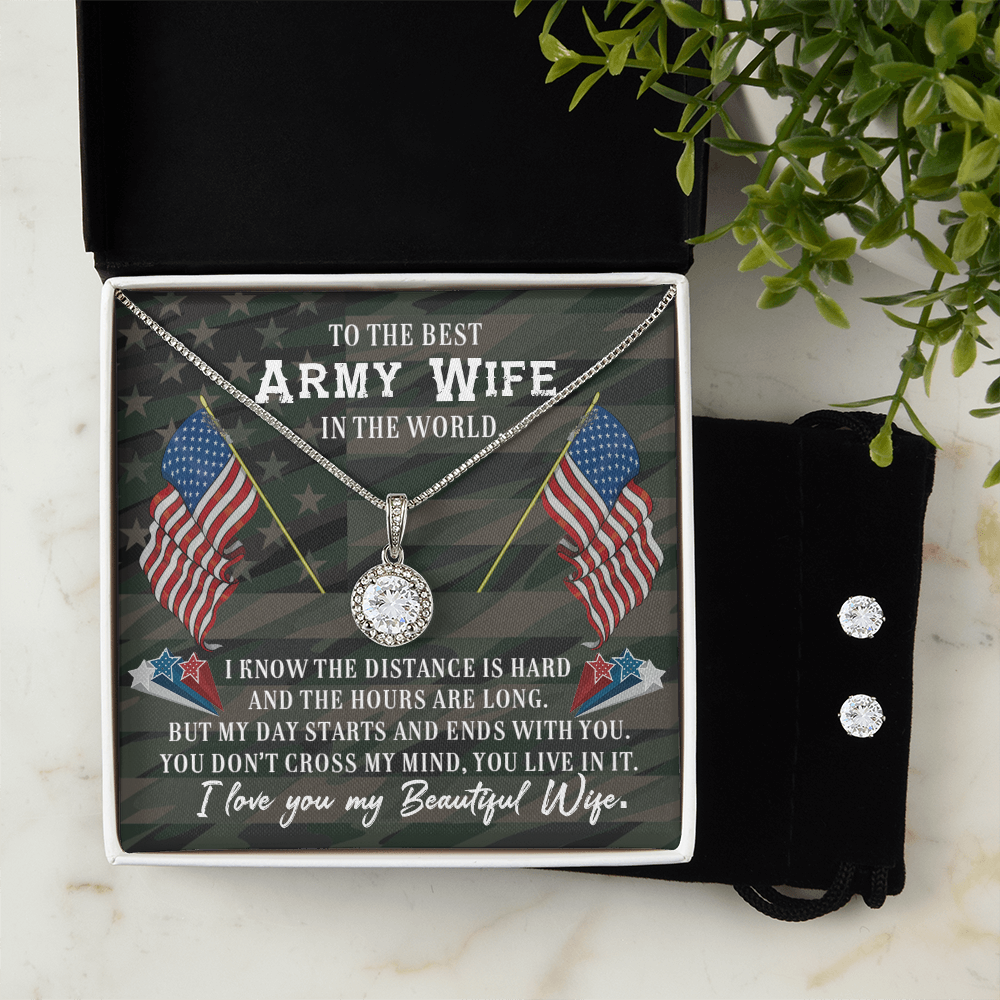 To Army Wife - I know the distance - Eternal Hope Necklace & Earring Set