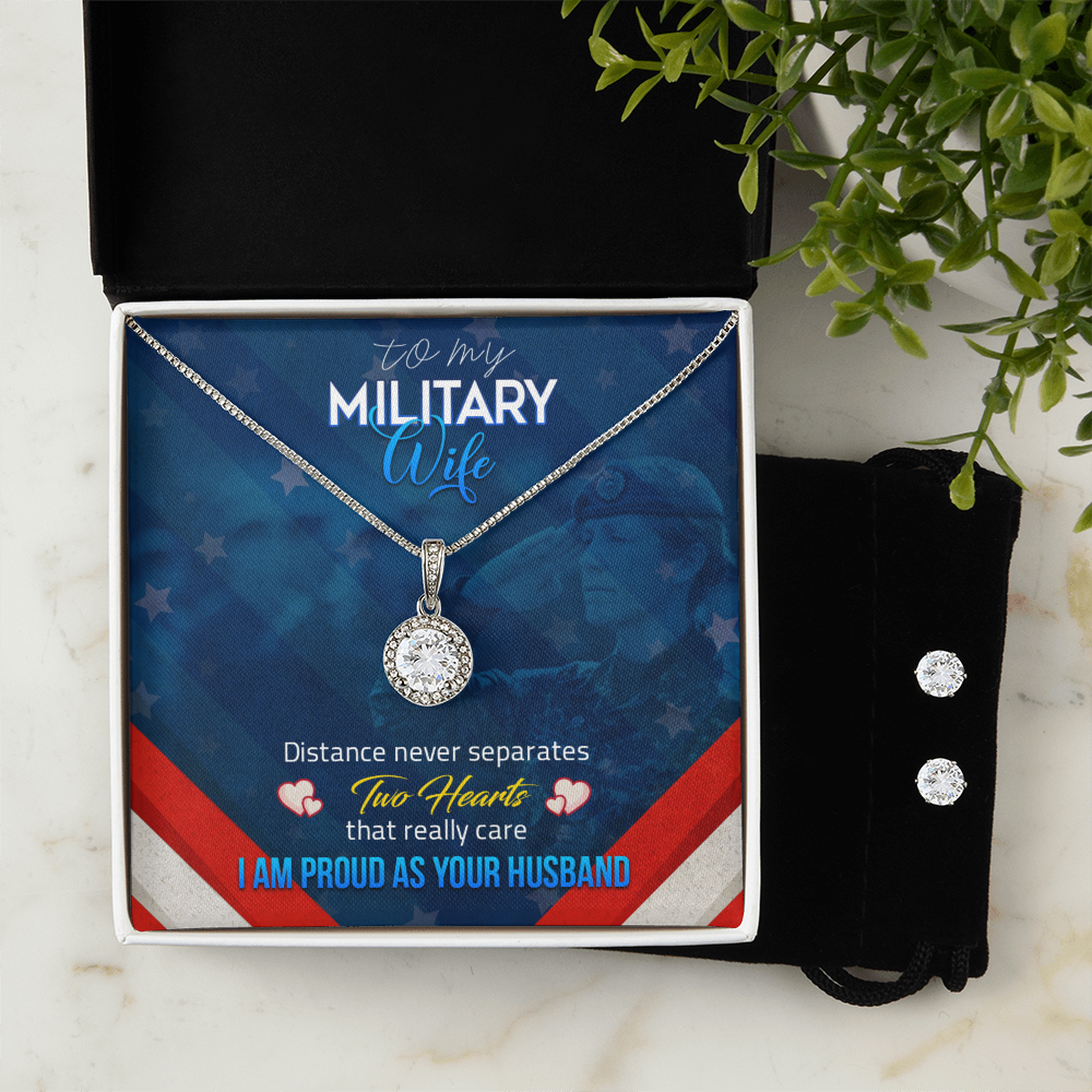 To Military Wife - Distance never separates - Eternal Hope Necklace & Earring Set