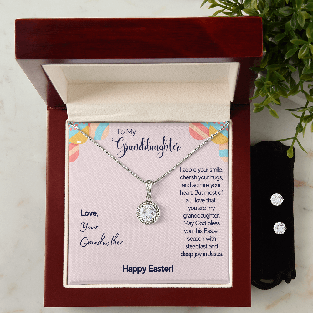 To Granddaughter - I adore your smile - Eternal Hope Necklace & Earring Set