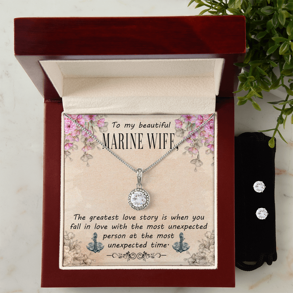 To Marine Wife - The greatest love story - Eternal Hope Necklace & Earring Set