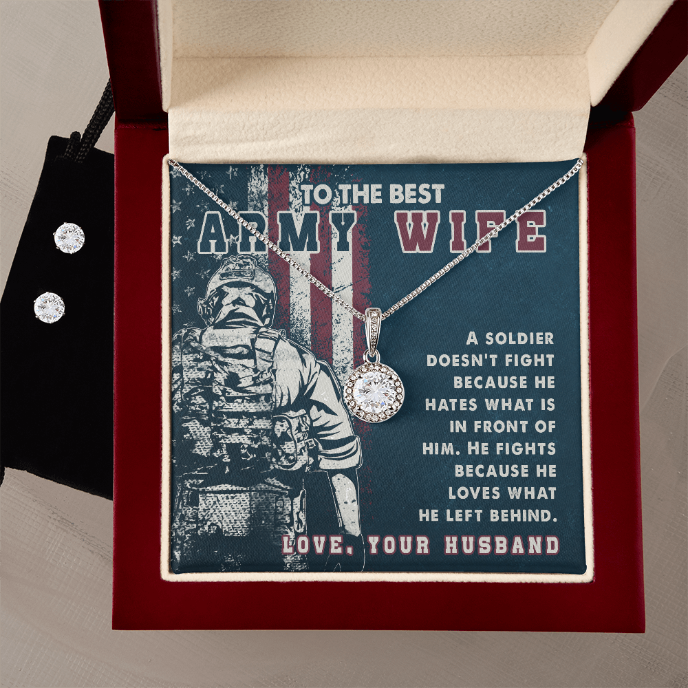 To Army Wife - A soldier - Eternal Hope Necklace & Earring Set