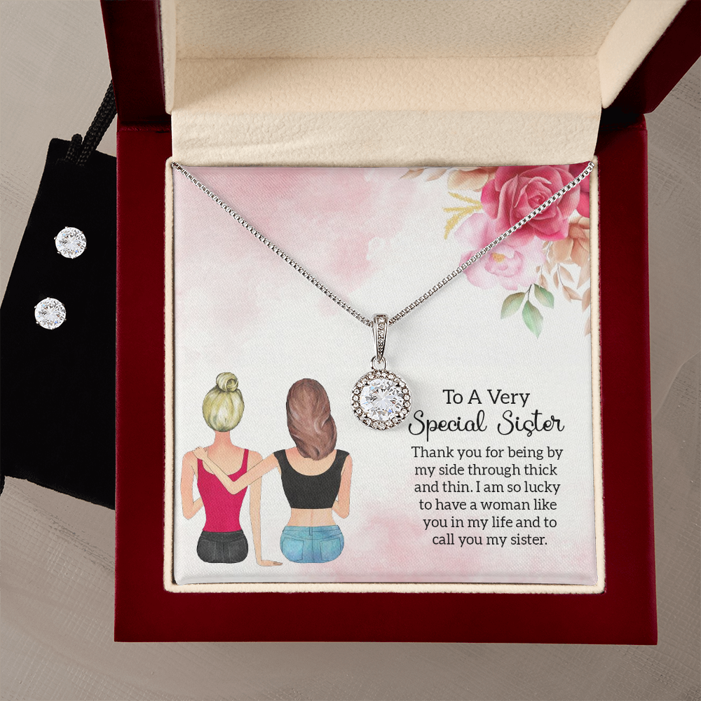 To Sister - Thank you - Eternal Hope Necklace & Earring Set