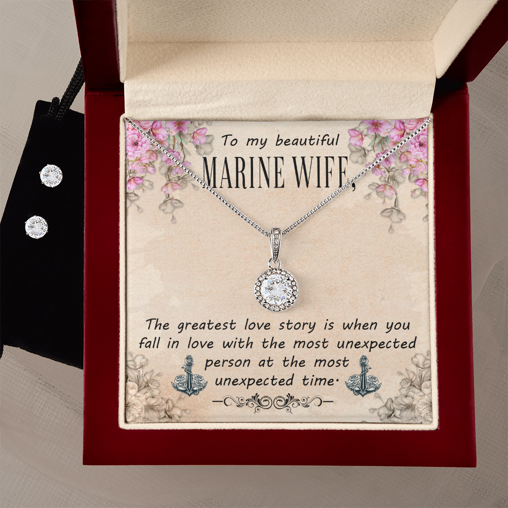 To Marine Wife - The greatest love story - Eternal Hope Necklace & Earring Set