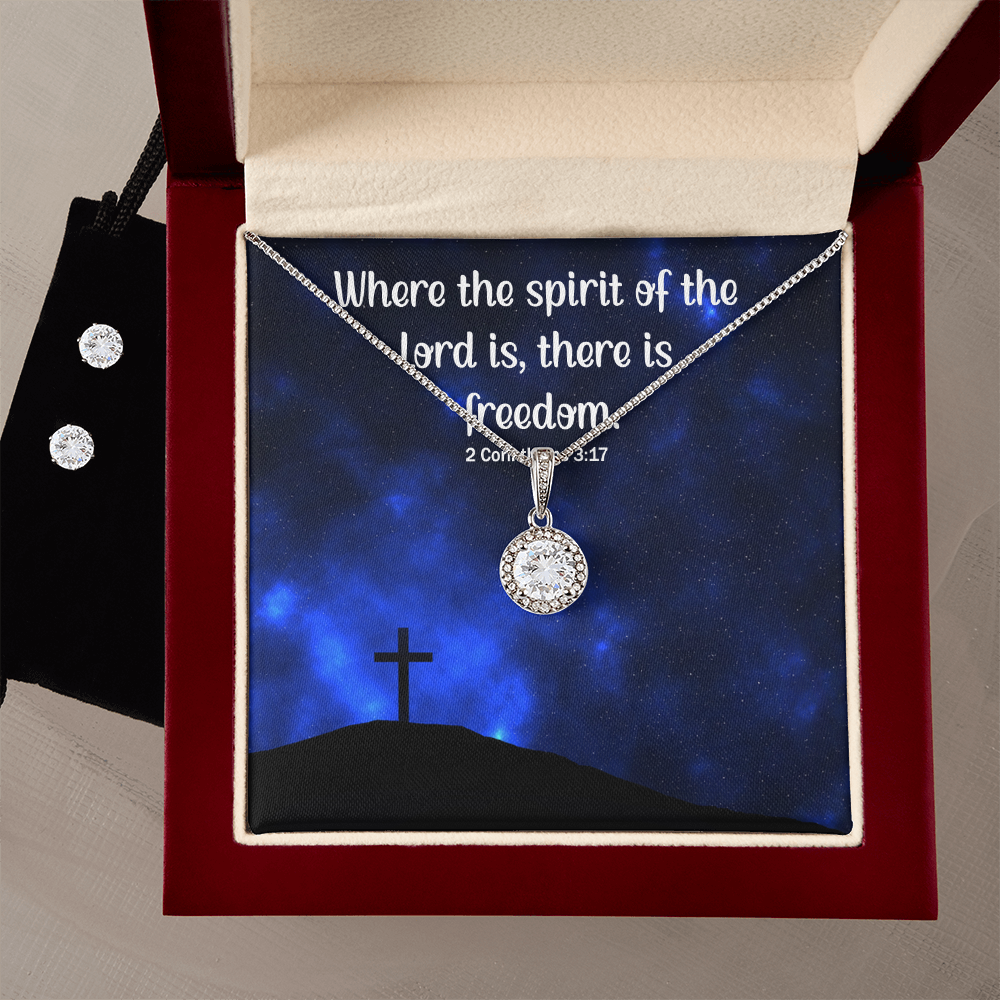 Verse - 2 Corinthians 3:17 - Eternal Hope Necklace & Earring Set