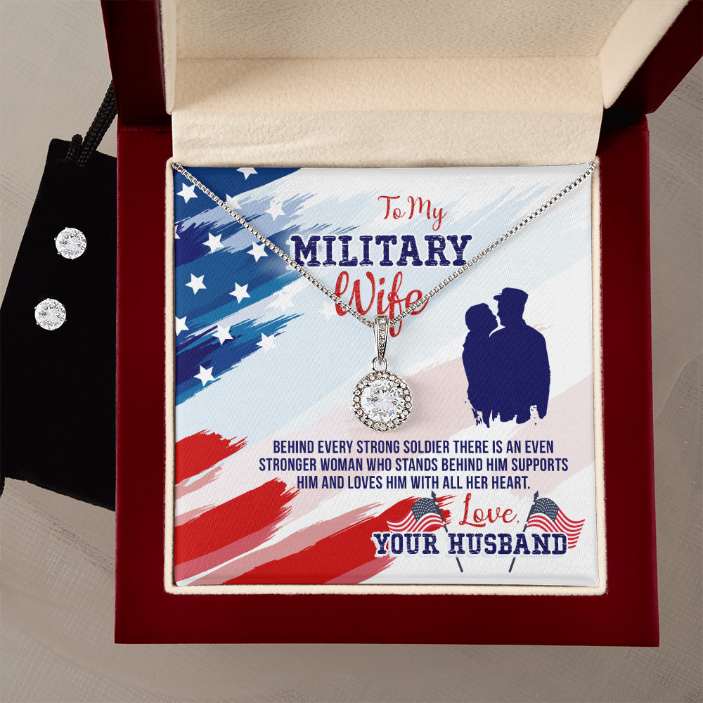 To Military Wife - Behind every strong - Eternal Hope Necklace & Earring Set